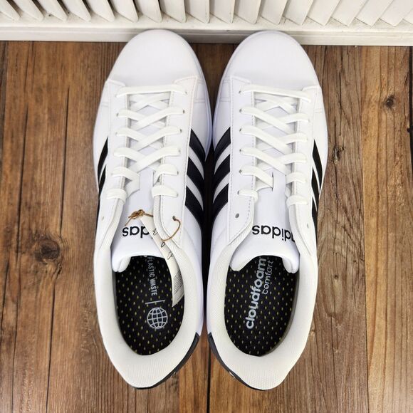 Adidas Grand Court 2.0 Mens Size 11 White Black Leather Tennis Shoes GW9195 main image 6